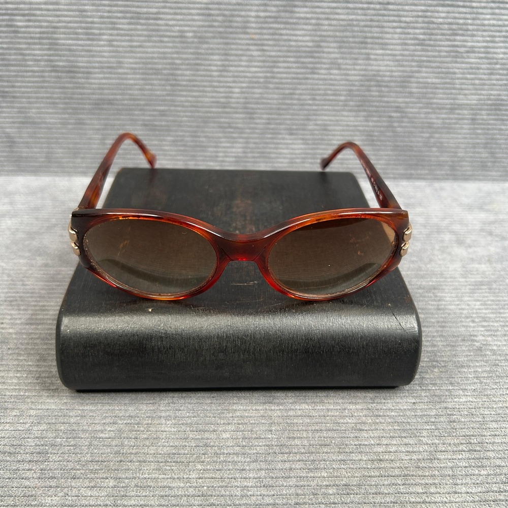 Cerruti 1881 C 2613 A Tortoise Oval Sunglasses Gold Accent Vintage Brown 135mm